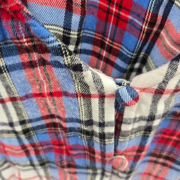 Lane Bryant Plaid Red Blue Button Rayon Tie Front Long Sleeve Shirt Size 20 - Picture 7 of 12